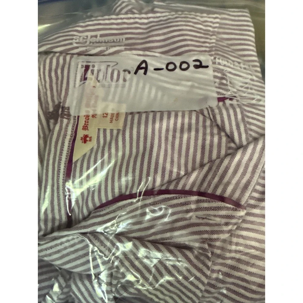 Brooks Brothers (Red Fleece) Stripe Button Down Oxford Shirt Purple White 12 EUC